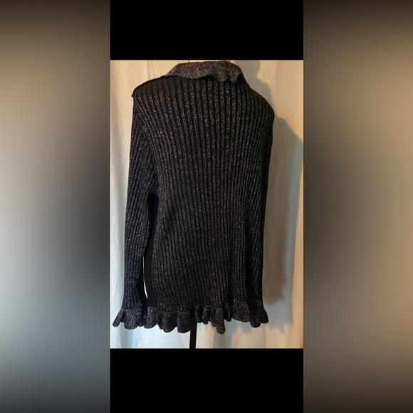 Cardigan Reversible with Ruffles & Matching Shirt Black with Silver Sparkles Lg - Picture 5 of 5